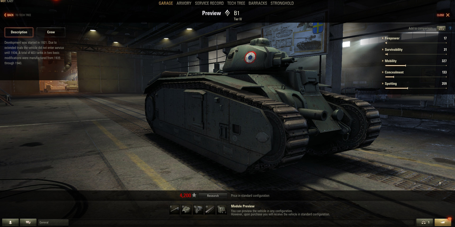 There's not a lot of Tier 4 Heavy tanks to choose from, but the B1 will be a treat to use.