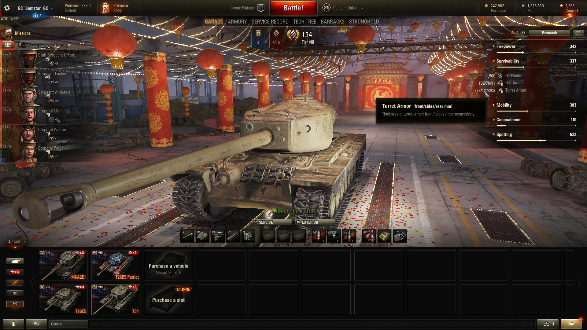 The T34 has stronger turret armor than hull armor, making a hull down position an ideal strategy.