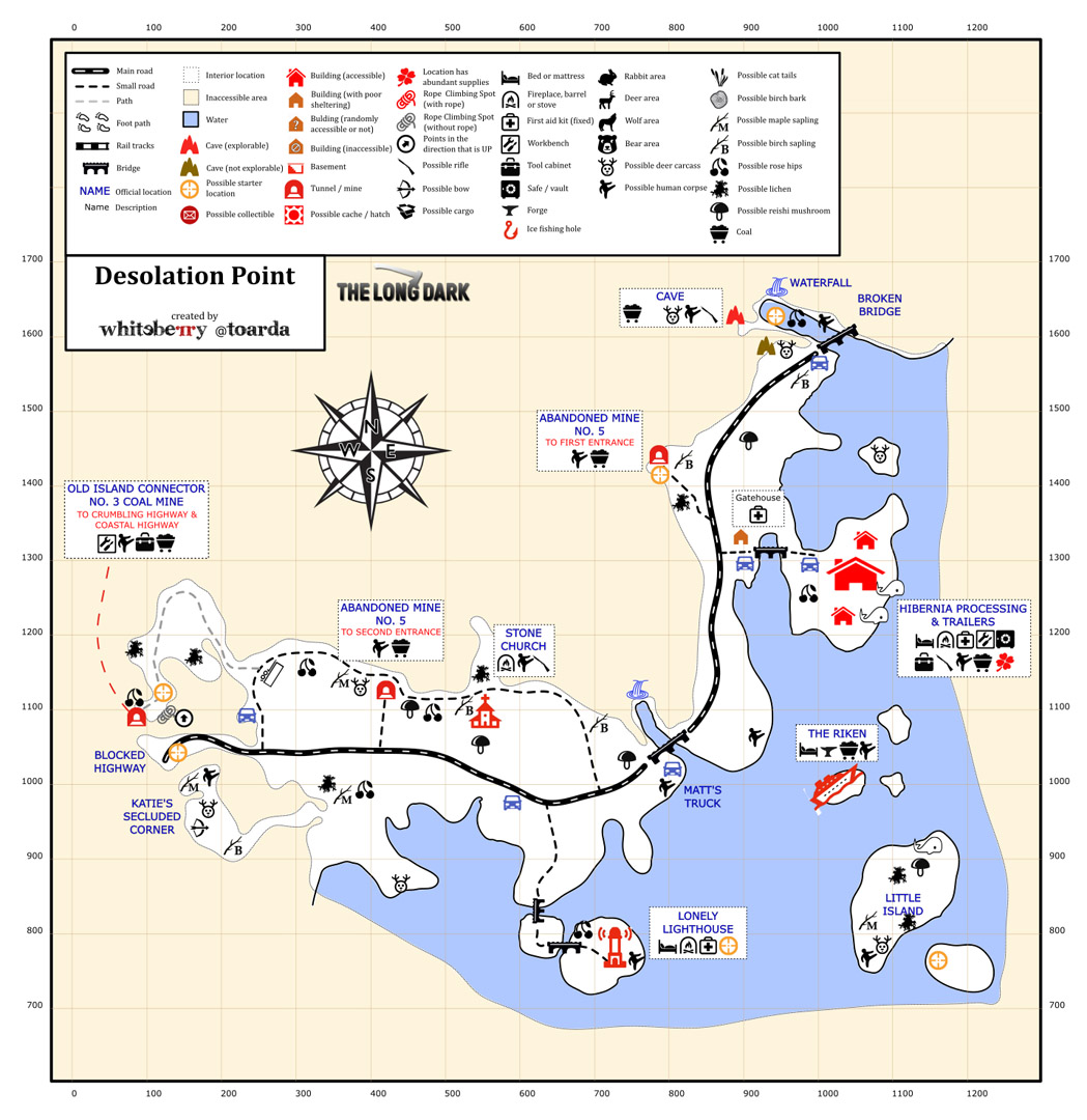 Desolation Point region map for The Long Dark