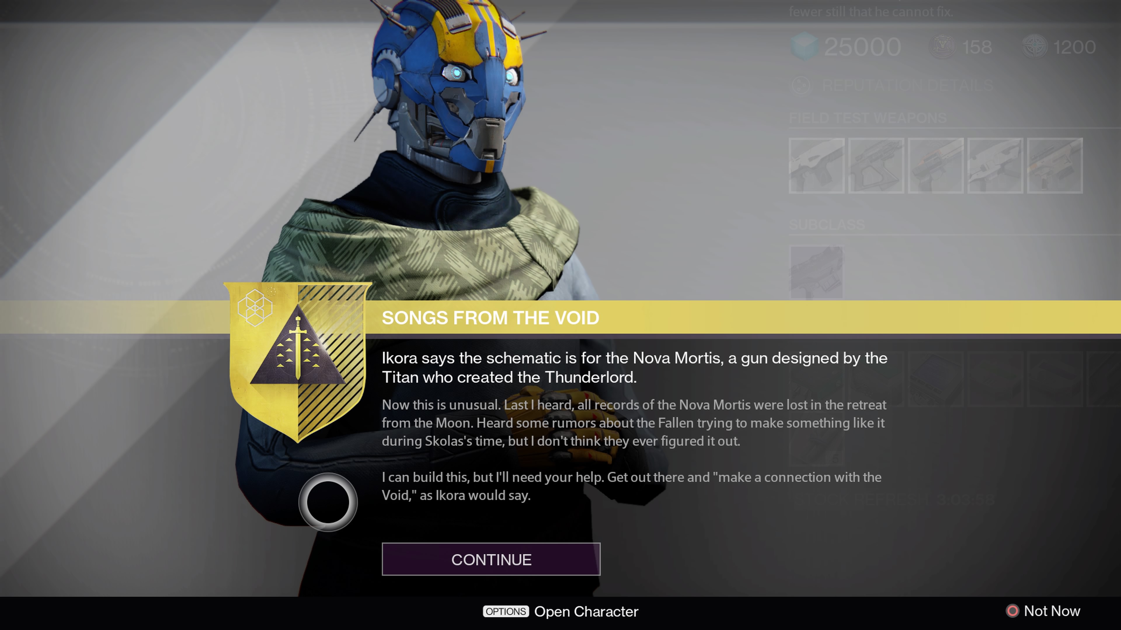 Go talk to Banshee-44 about the weather, and this Exotic Quest