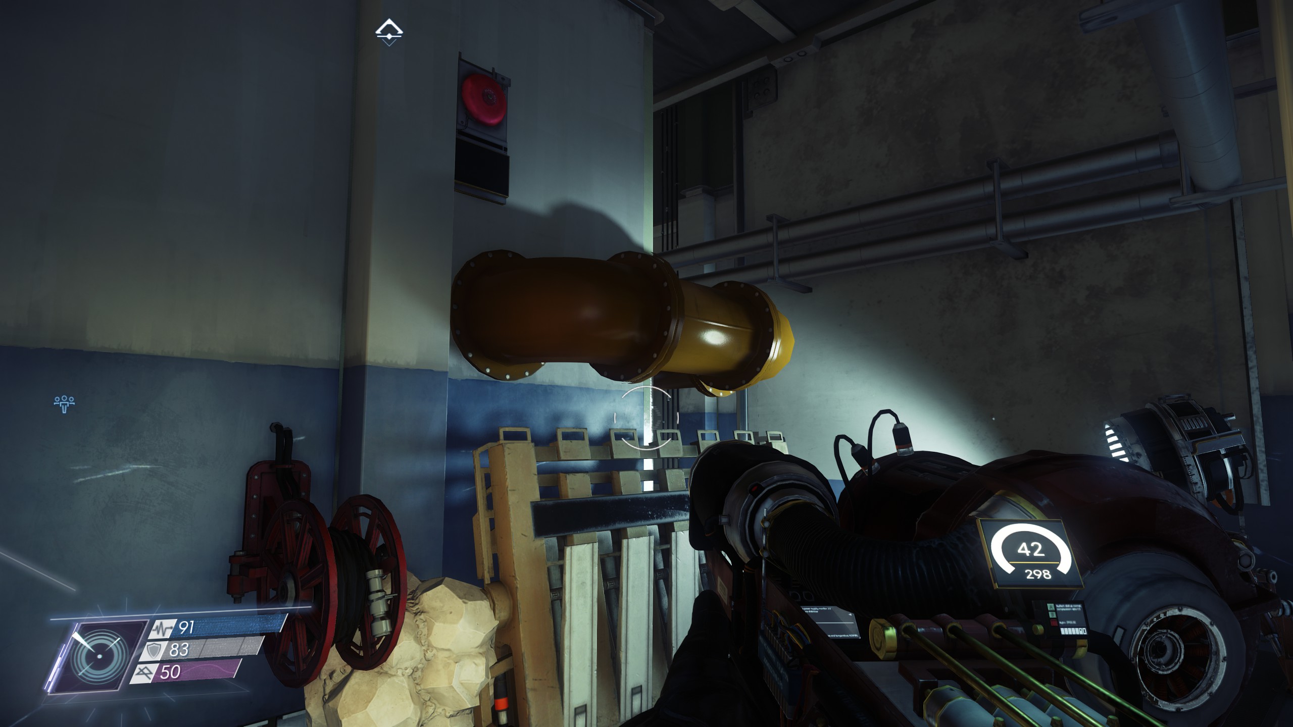 Hop up on this yellow pipe and follow it, gaining access to the Security Station in Prey.