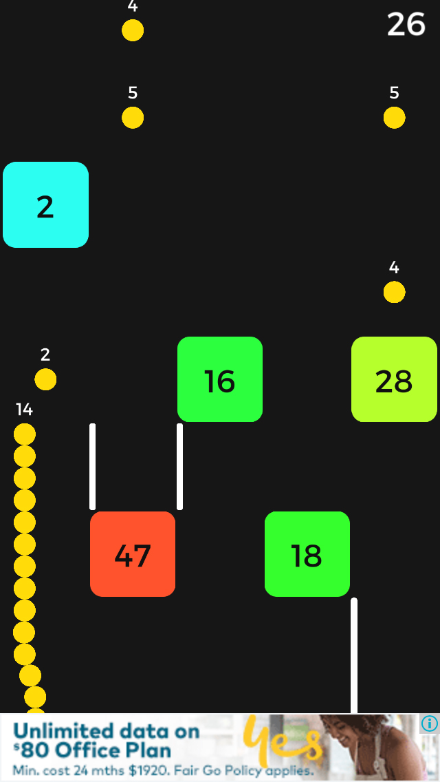 Collect balls to increase your ball count, this helps you break bigger blocks!