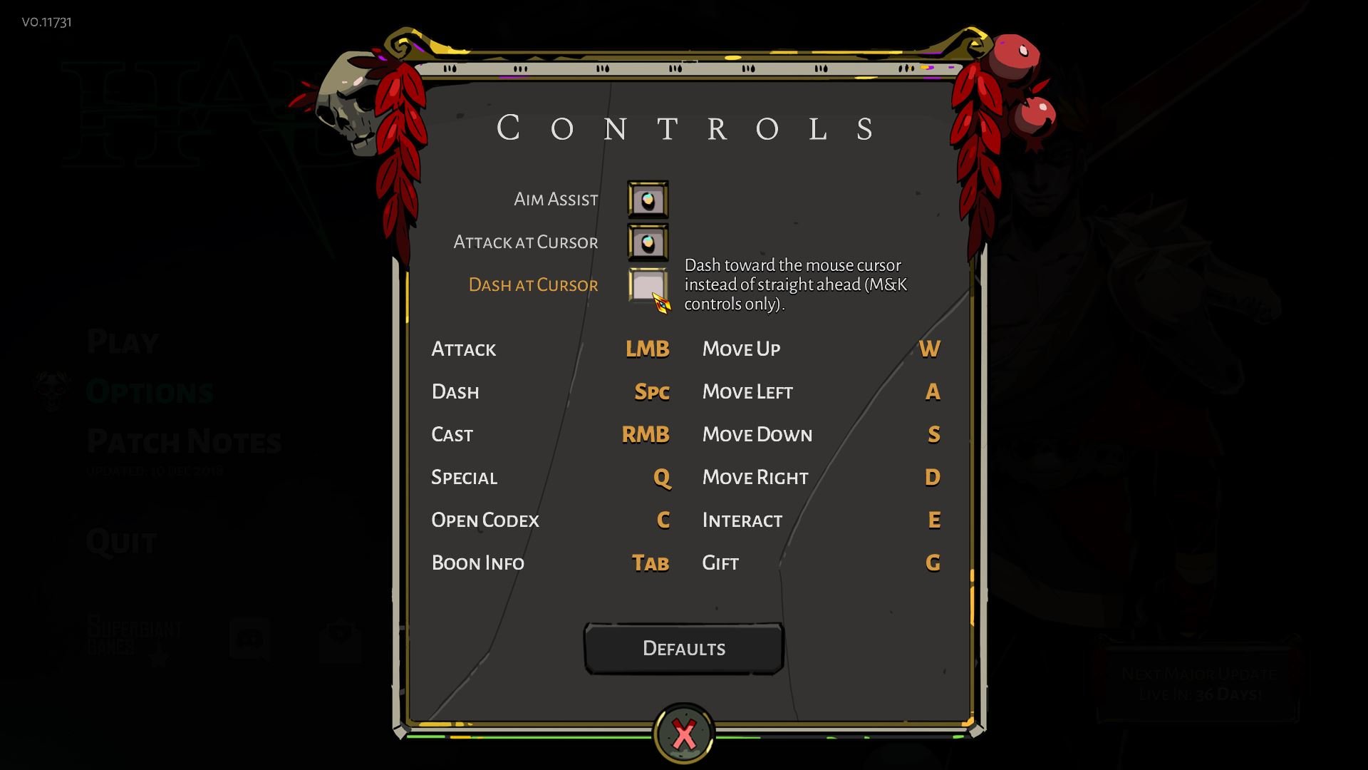 Hades controls and keybindings