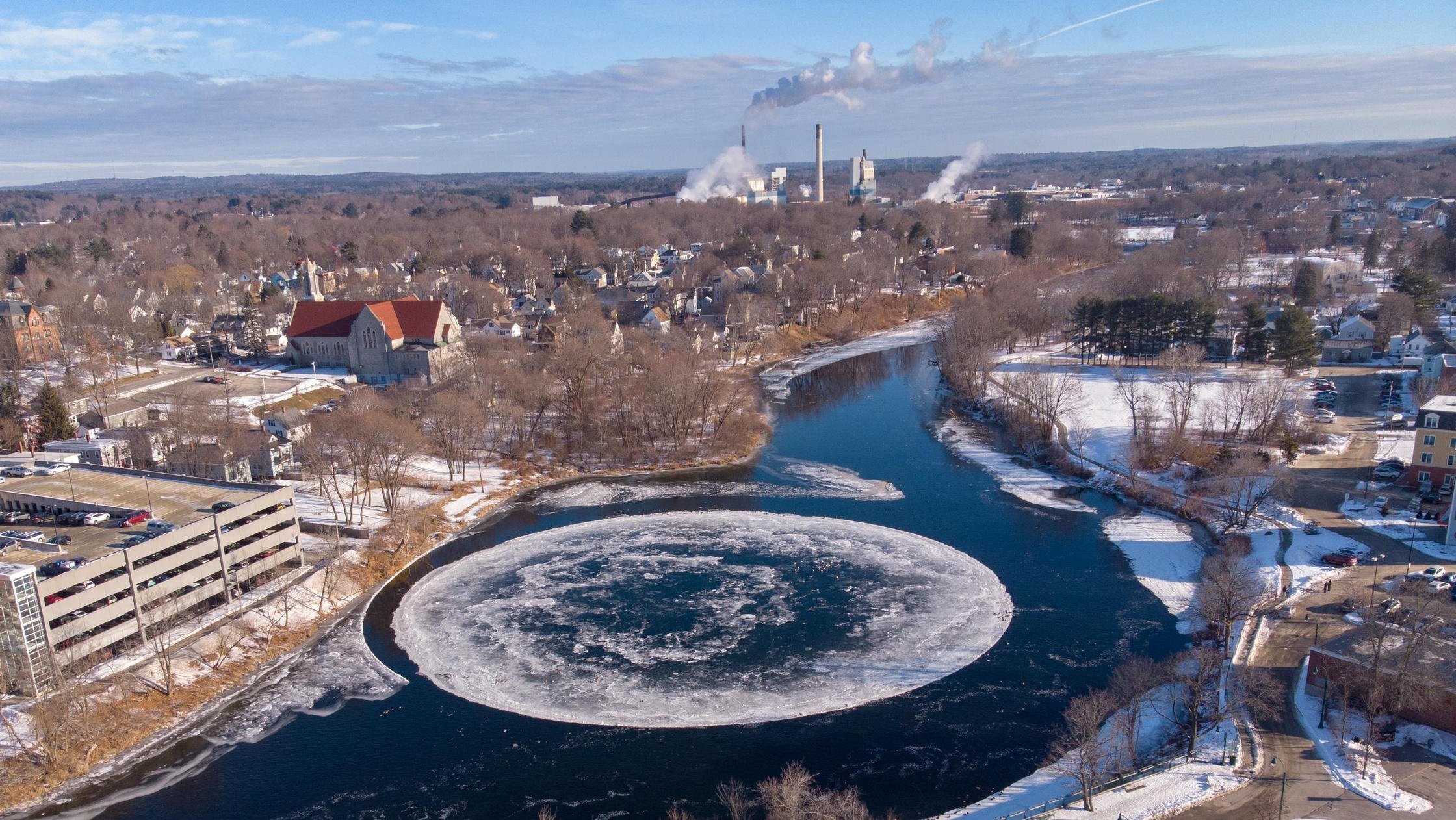 An ice disk has appeared in Westbrook, Maine that's reminiscent of the ice ball over Polar Peak in Fortnite.