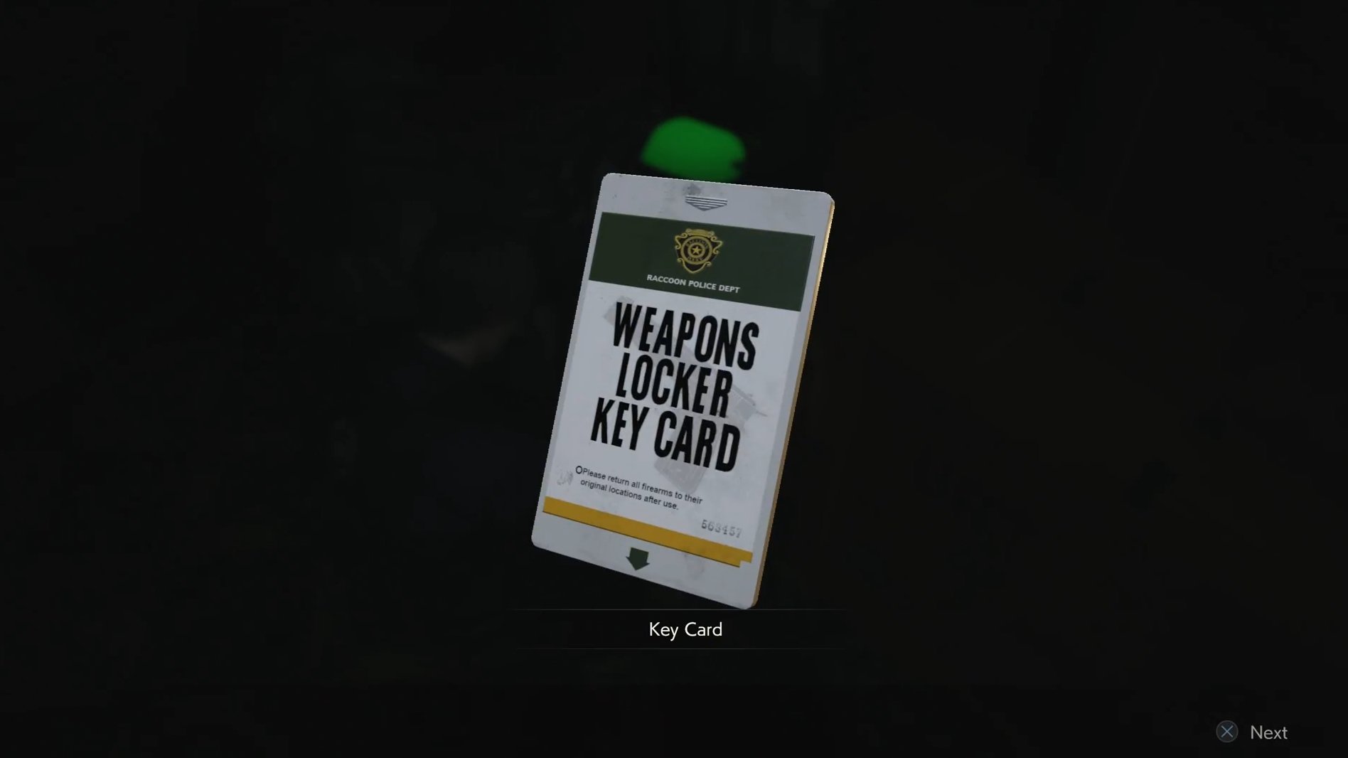 Weapons locker key card location in Resident Evil 2