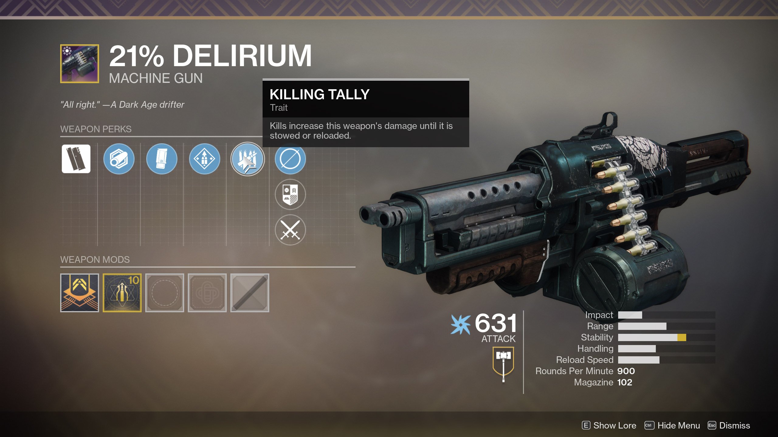 The 21% Delirium requires you to reset Infamy rank in Destiny 2