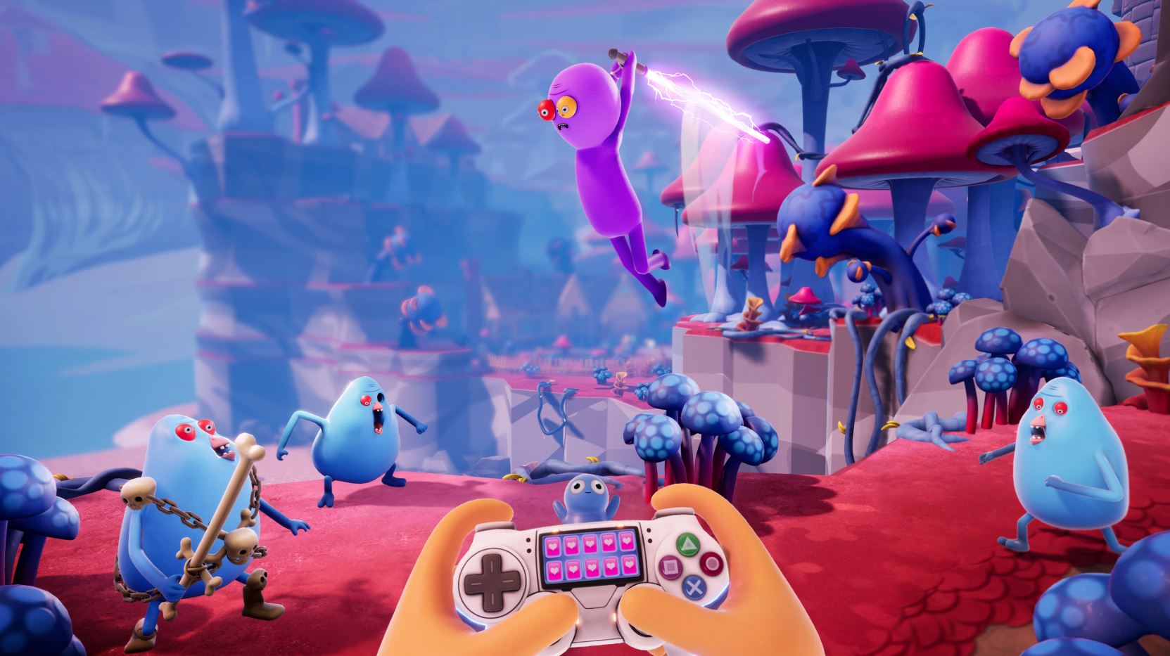 In Trover Saves the Universe, you play a character bound to a chair that's able to control Trover in exploration and combat.