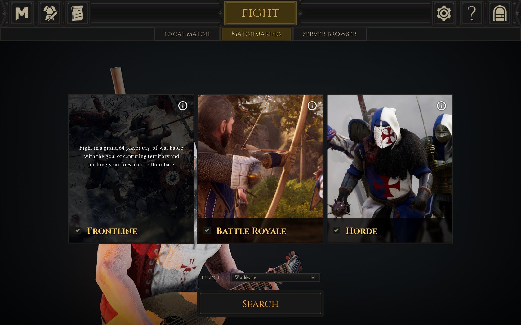 Frontline is one of three primary game modes available in Mordhau.