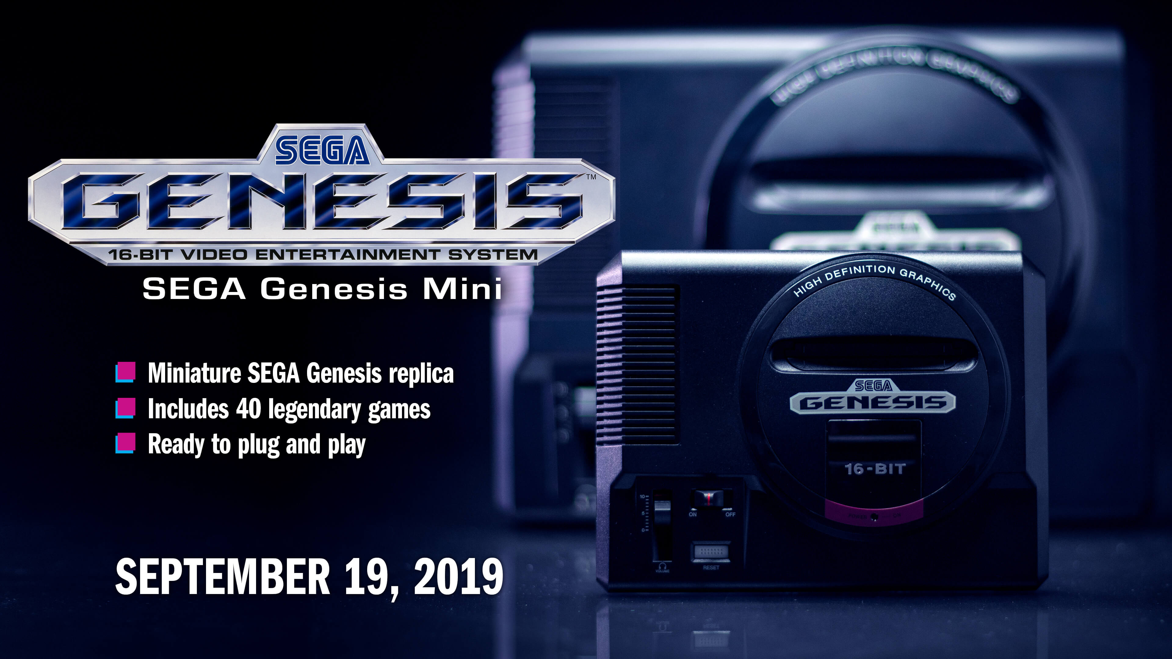 The Sega Genesis Mini is scheduled to release on September 19, 2019.