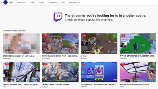 Ninja Twitch channel porn