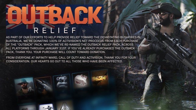 Activision added a DLC pack to Call of Duty for gamers to contribute to bushfire relief causes