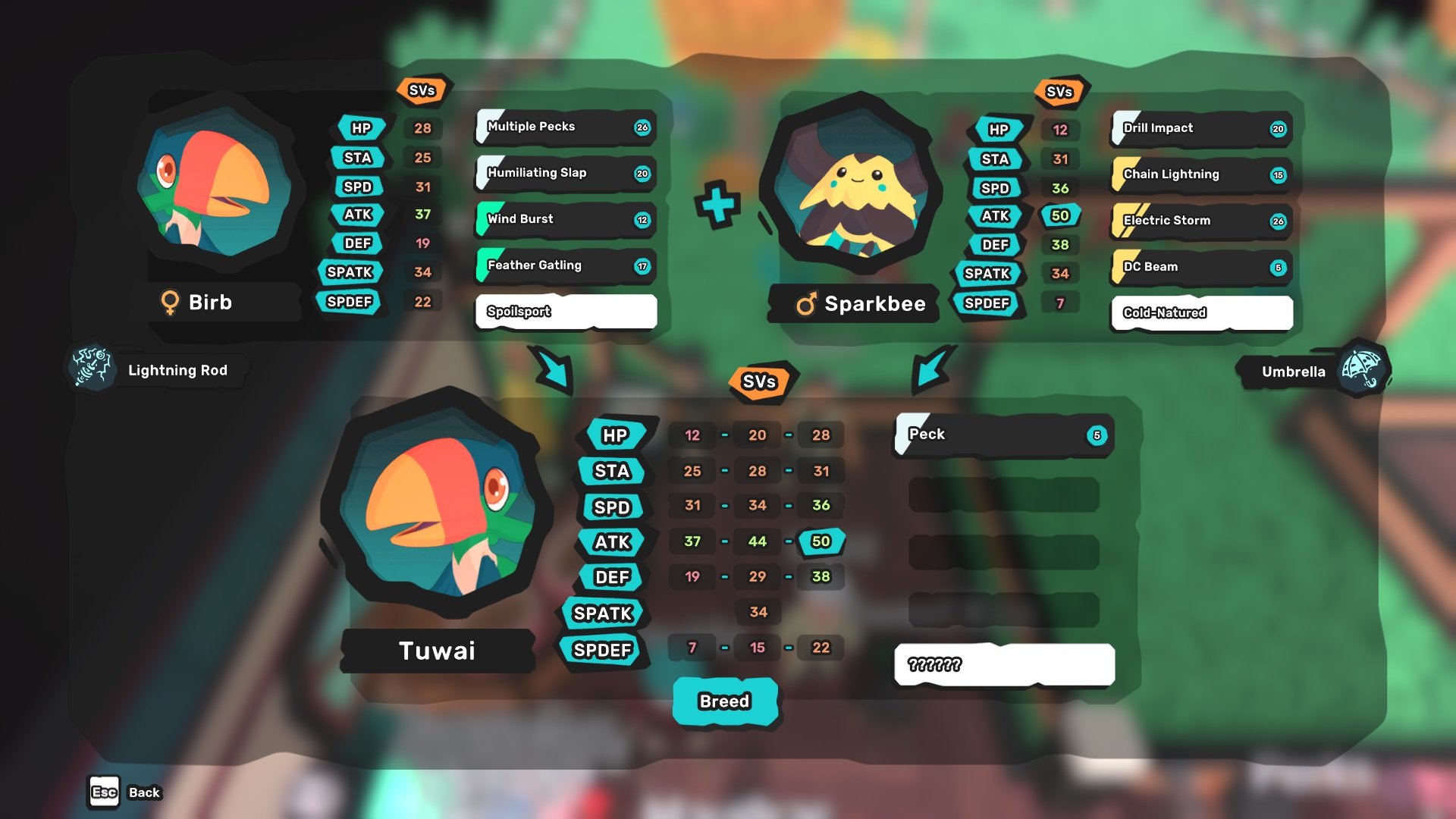 Improving offspring stats in Temtem