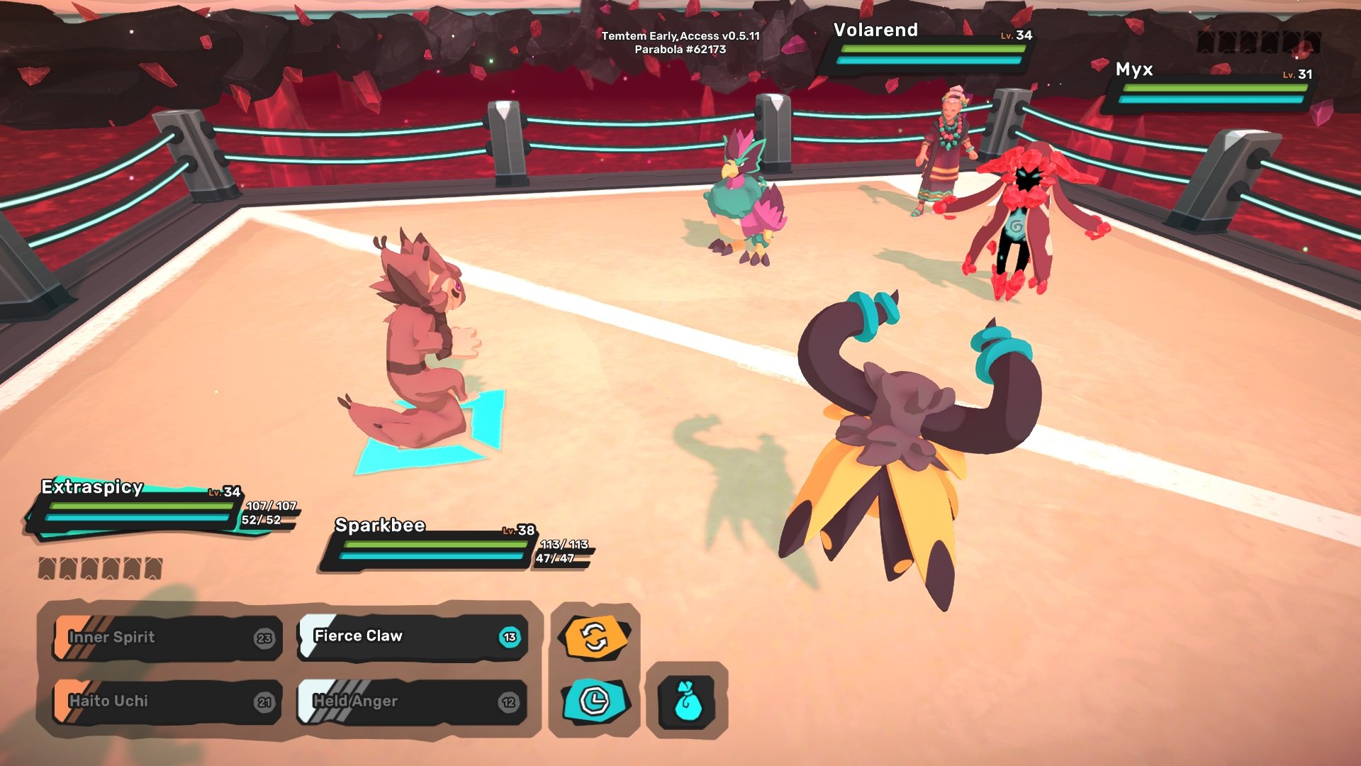 You'll want to strategize which Temtem to send out first to avoid losing valuable Temtem early on in the fight against Yareni.