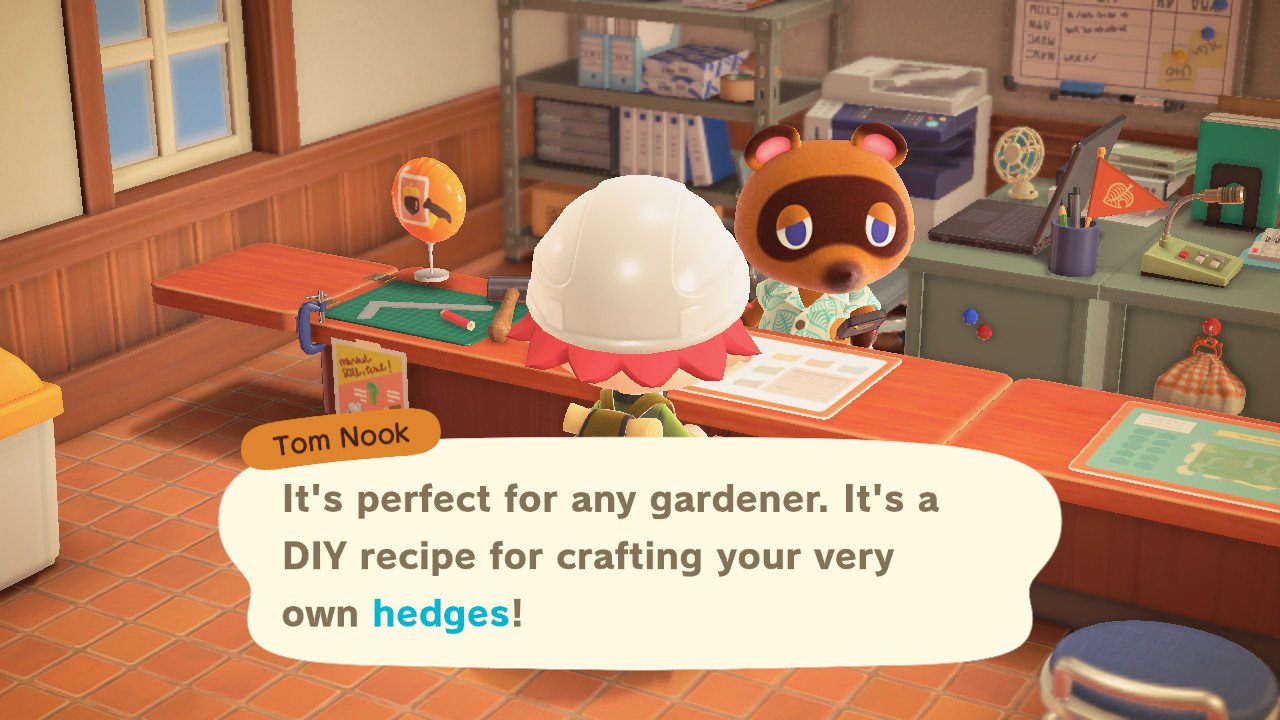 Talk to Tom Nook to get the Hedge fence recipe in Animal Crossing: New Horizons.