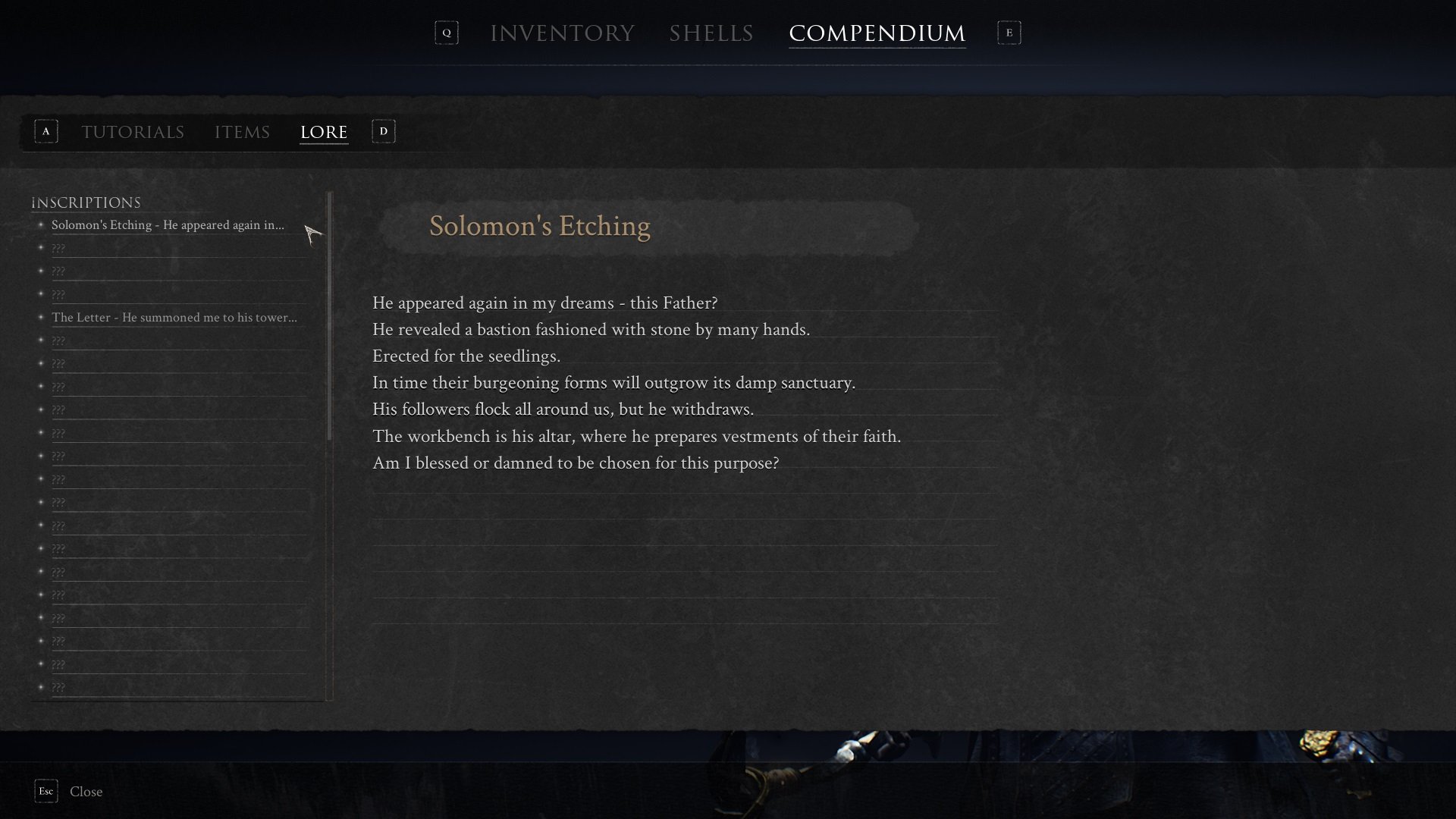 You can uncover bits and pieces of lore in Mortal Shell like The Letter and Solomon's Etching.