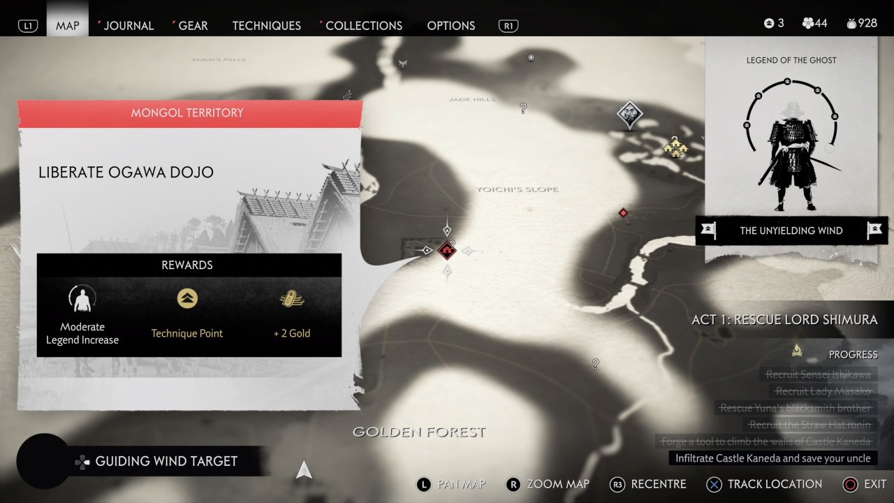 ghost of tsushima act 2 map