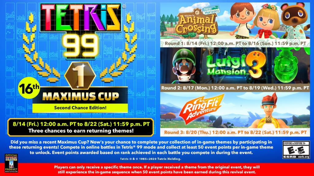 Tetris 99 lets players pick up three previous themes