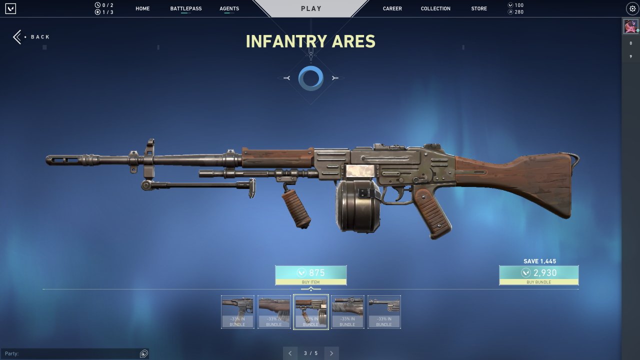 Valorant Infantry skins Ares