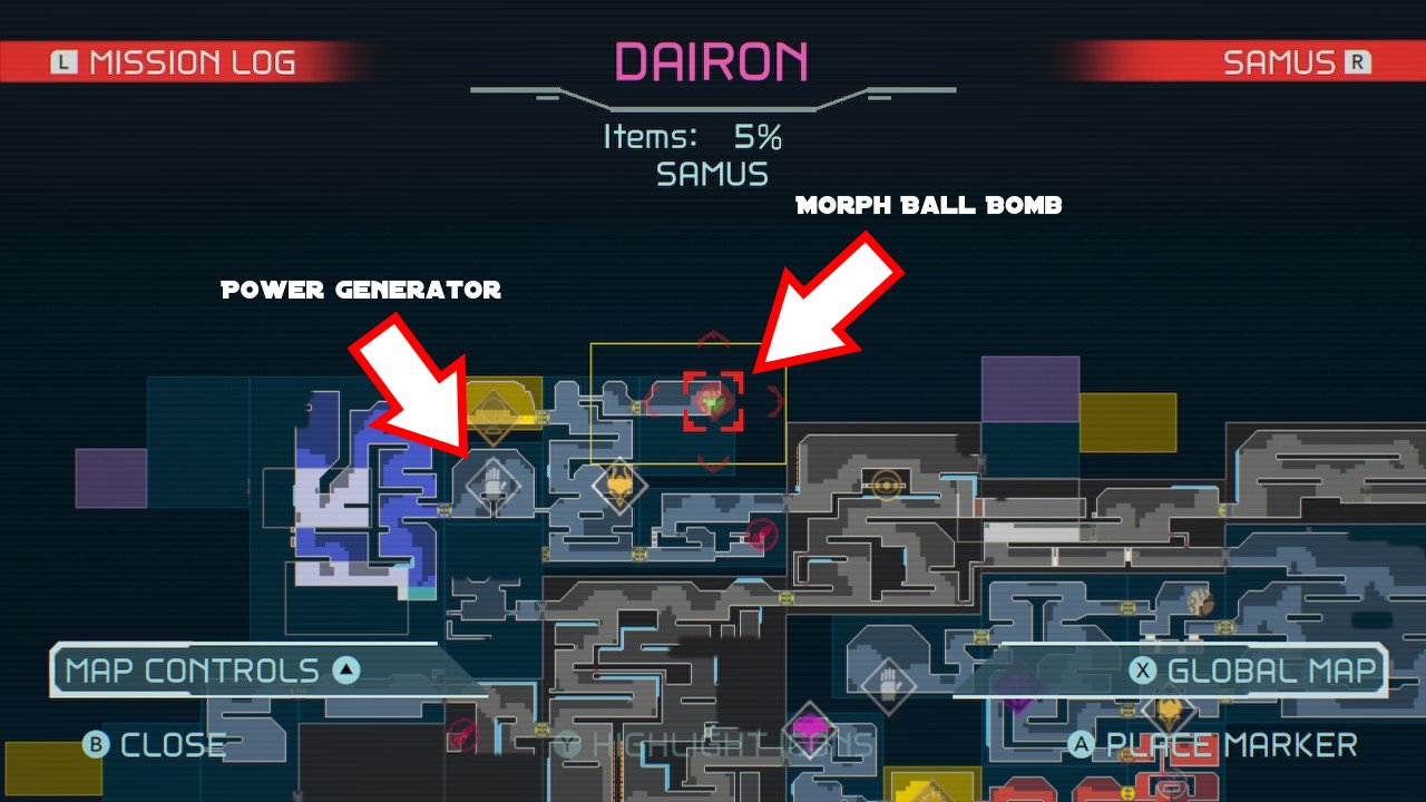 Metroid dread Morph ball bomb location