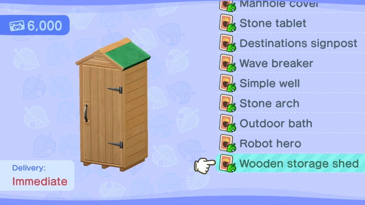 Animal Crossing New Horizons storage sheds guide