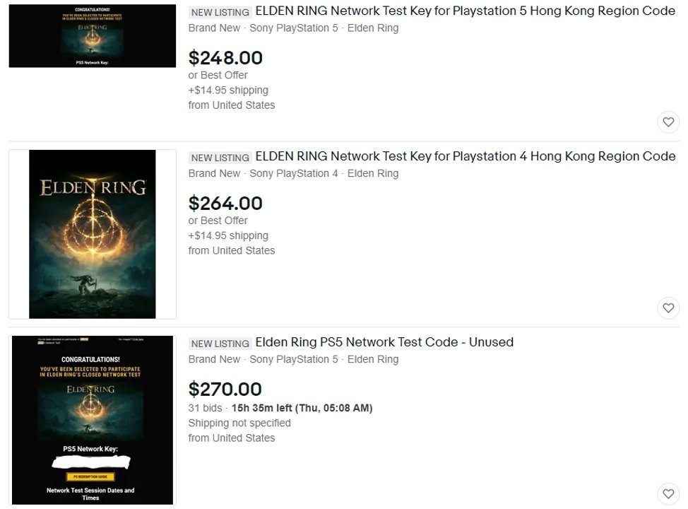 Elden Ring Network test keys ebay