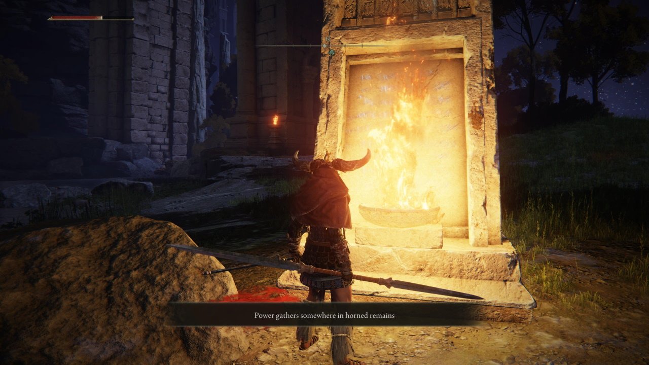 Elden Ring most hated features - an images of the character standing in front of a fire with a message reading 