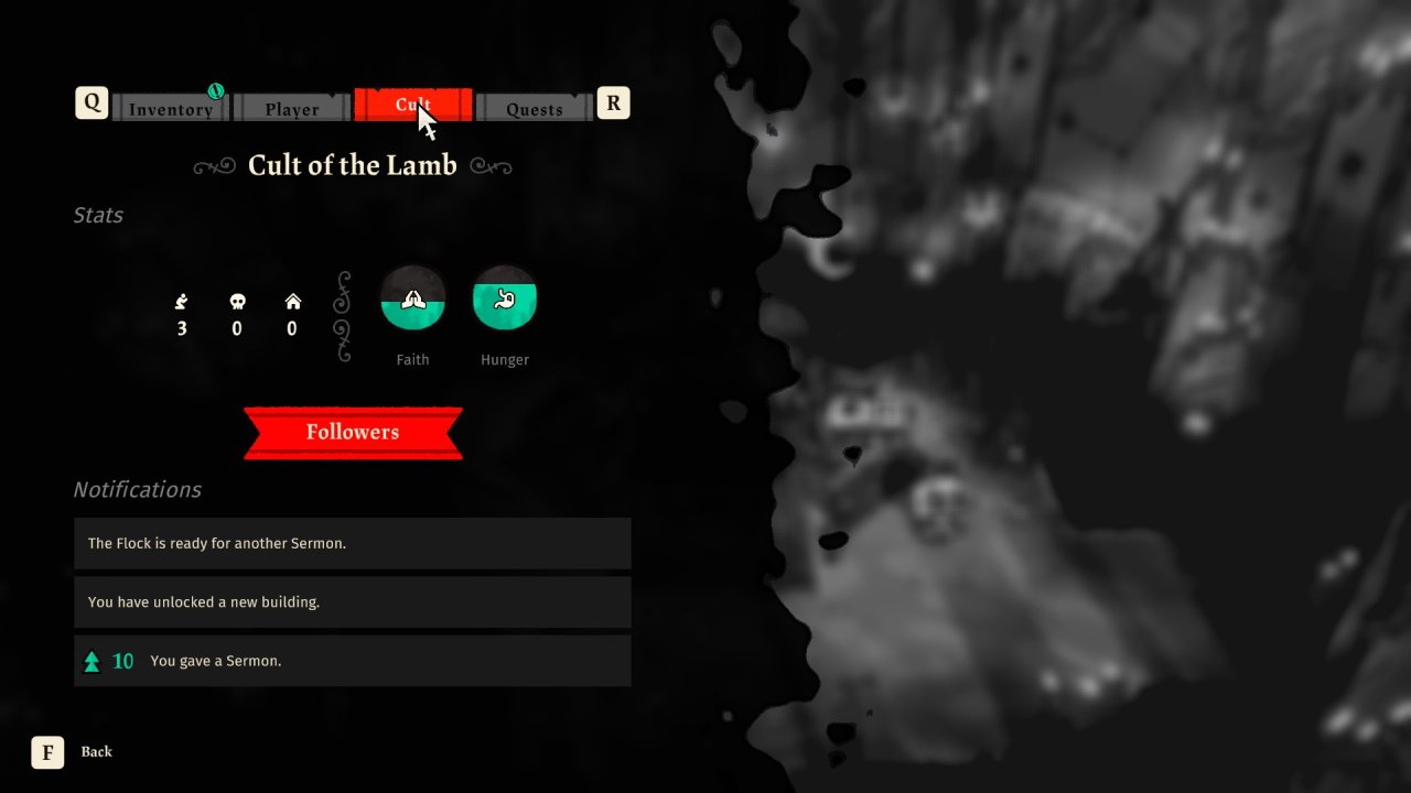 Manage the faith, hunger, and sickness meters in Cult of the Lamb