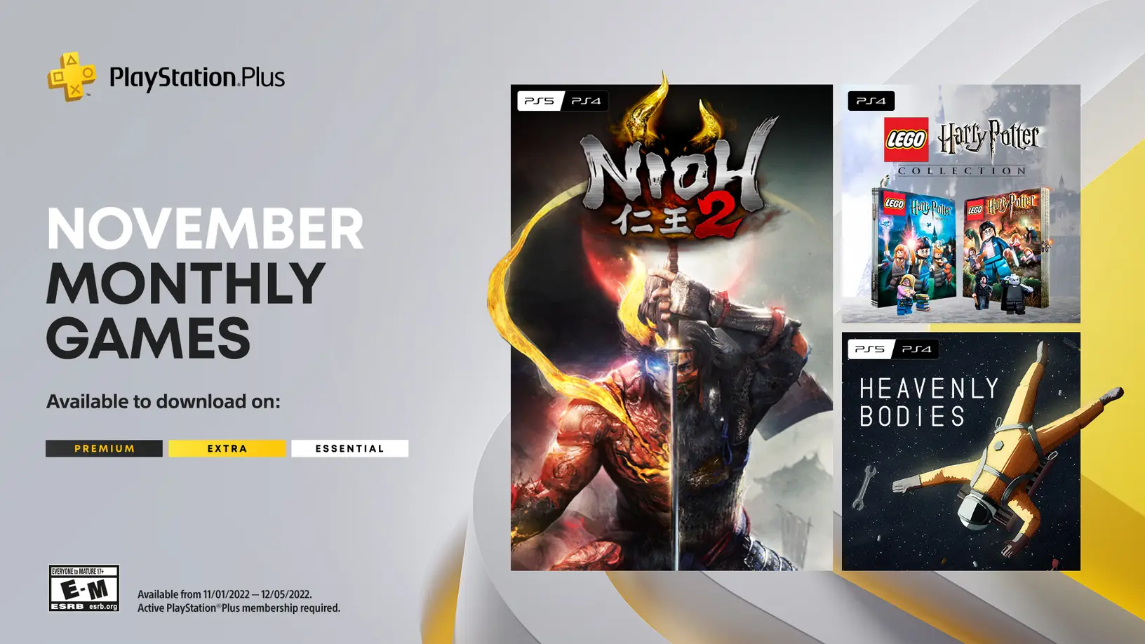 PS Plus november games 2022 essential extra premium